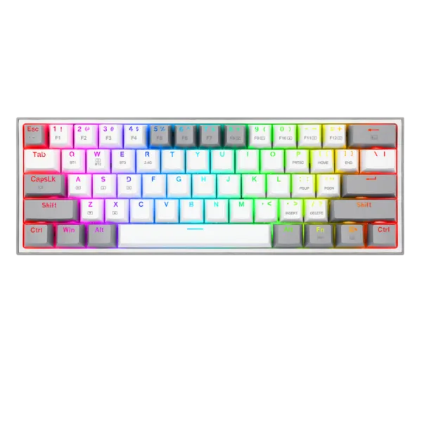 TECLADO MECANICO GAMER REDRAGON K616-RGB FIZZ PRO GRIS/BLANCO SWITCH RED