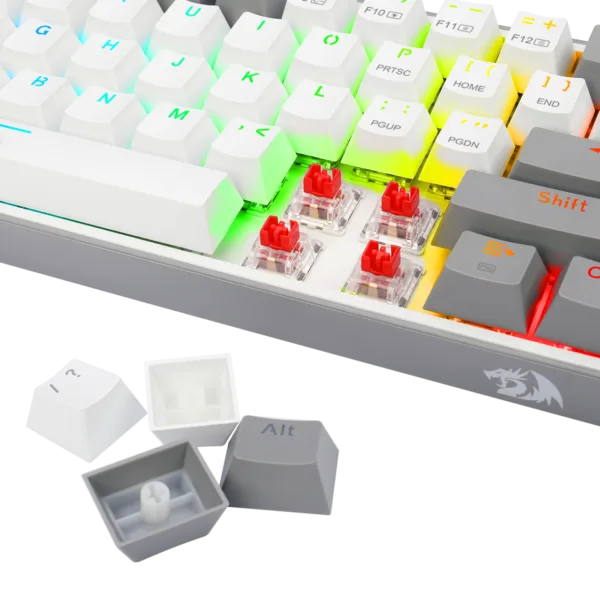 TECLADO MECANICO GAMER REDRAGON K616-RGB FIZZ PRO GRIS/BLANCO SWITCH RED - Imagen 2