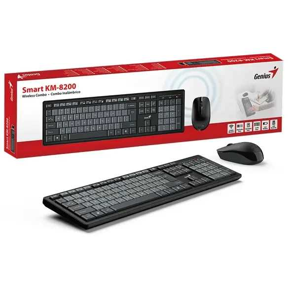 COMBO TEC+MOUSE INALAMBRICO GENIUS KM-8200 SMART COLOR NEGRO - Imagen 3