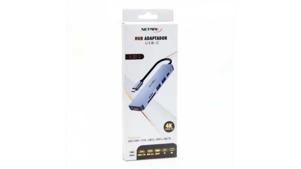 HUB NETMAK NM-6EN1 ADAPTADOR USB-C HDMI LECTOR MICRO SD - Imagen 2
