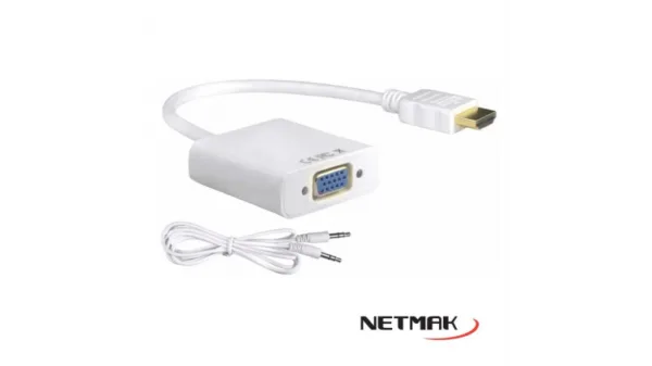 NETMAK NM-C81A CONVERSOR HDMI A VGA+3.5 AUDIO