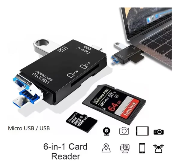 Lector Memoria Sd Tf Pendrive Usb-c Micro Usb Celu Compu - Imagen 5