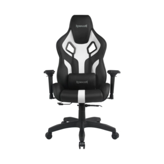Silla de escritorio Redragon C502 Capricornus gamer ergonómica negra y blanca con tapizado de cuero sintético