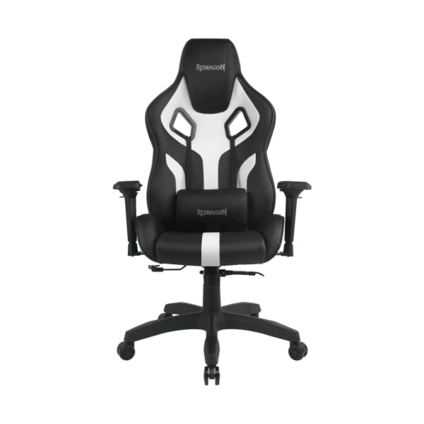 Silla de escritorio Redragon C502 Capricornus gamer ergonómica negra y blanca con tapizado de cuero sintético