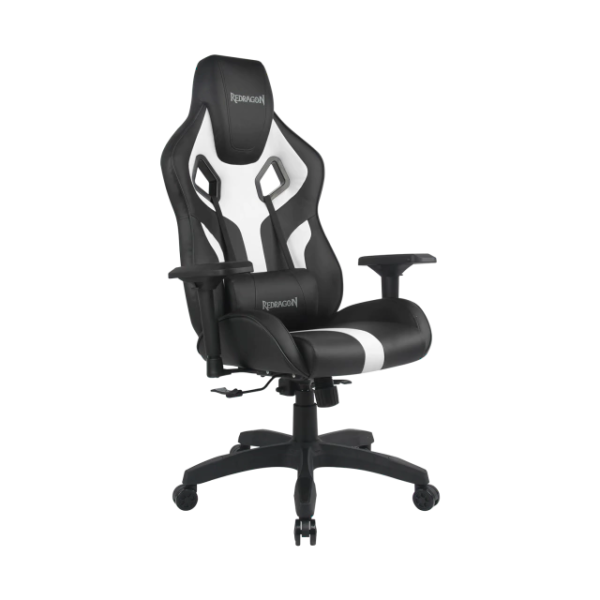 Silla de escritorio Redragon C502 Capricornus gamer ergonómica negra y blanca con tapizado de cuero sintético - Imagen 2
