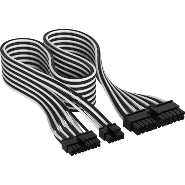 Cable ATX de 24 patillas en fundas individuales premium Tipo 5 Gen 5, blanco/negro