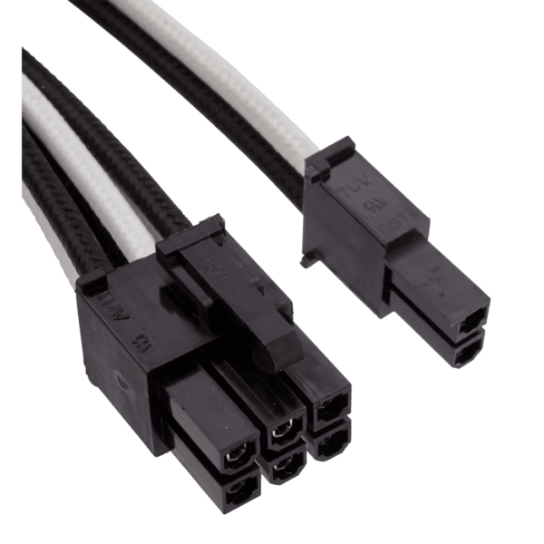 Premium Individually Sleeved PCIe Cables with Single Connector, Type 4 (Generation 3) - White/Black