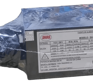 FUENTE 650W P/GABINETE COOLER 12CM SHURE - SHFUENTE 650