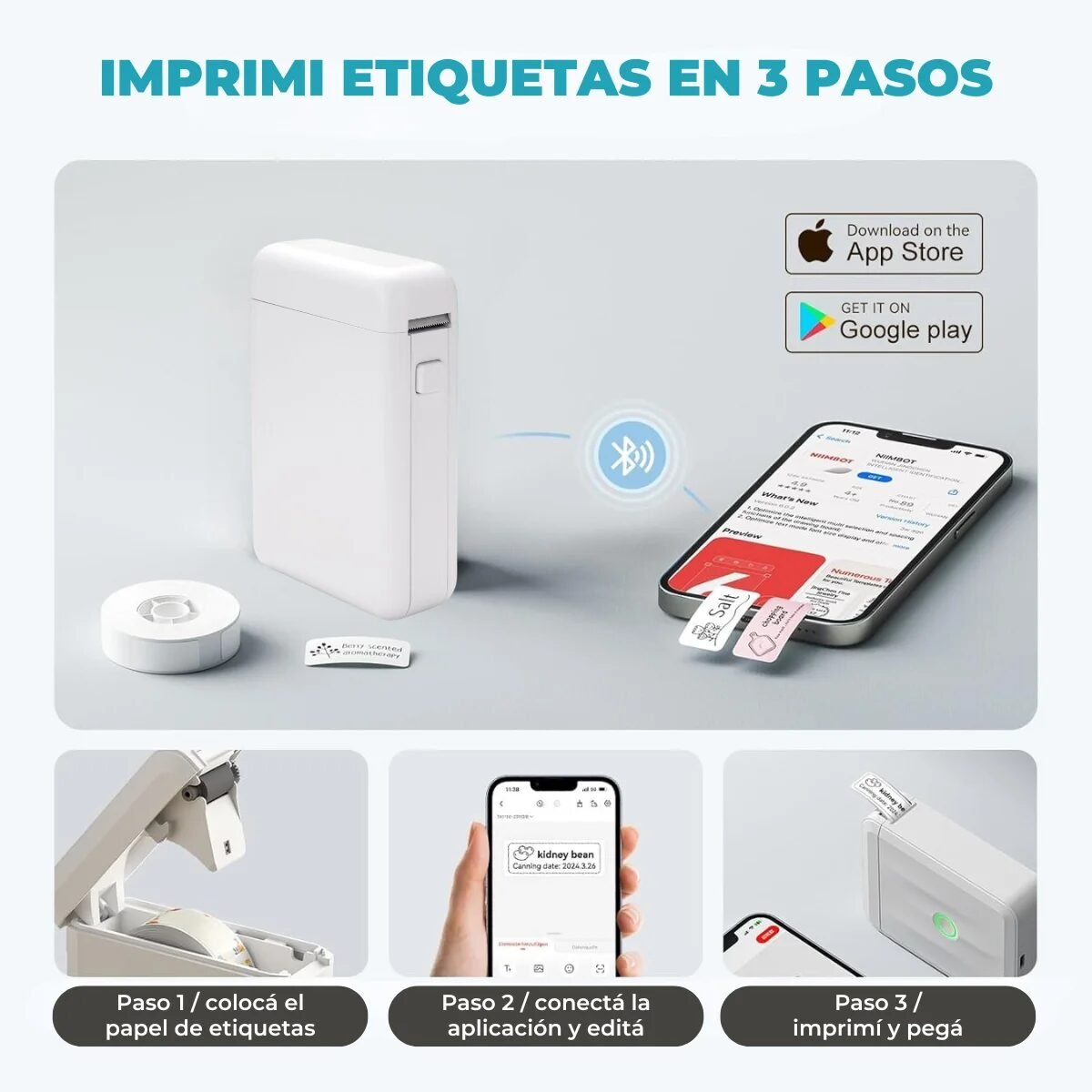 IMPRESORA TERMICA DE ETIQUETAS GLOBAL PORTATIL 12mm - Imagen 2