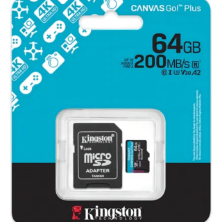 TARJETA DE MEMORIA KINGSTON CANVAS GO PLUS CON ADAPTADOR SD 64GB