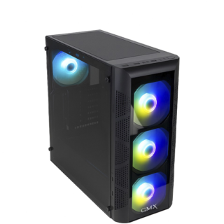 GABINETE GAMER GMX-170 4 FANS RGB VIDRIO - FUENTE 500W