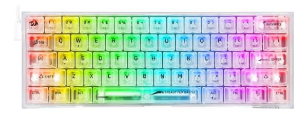 TECLADO GAMER REDRAGON FIZZ RGB TRANSPARENTE