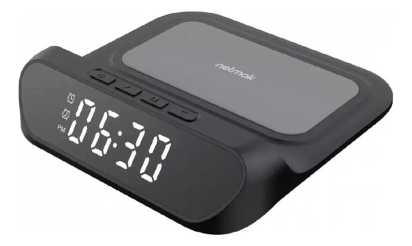 RELOJ DESPERTADOR DIGITAL / CARGADOR INALAMBRICO NETMAK