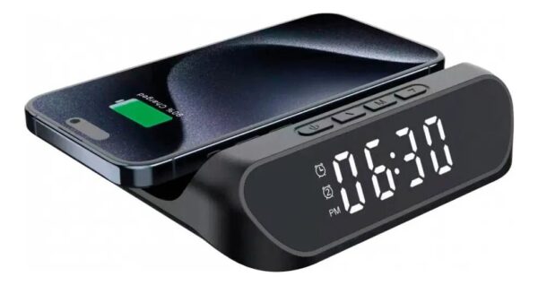 RELOJ DESPERTADOR DIGITAL / CARGADOR INALAMBRICO NETMAK - Imagen 2