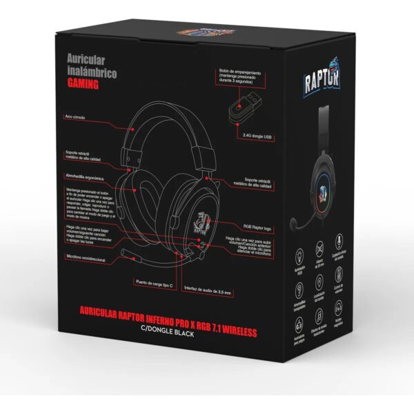 AURICULARES RAPTOR INFERNO PRO X RGB 7.1 - Imagen 2