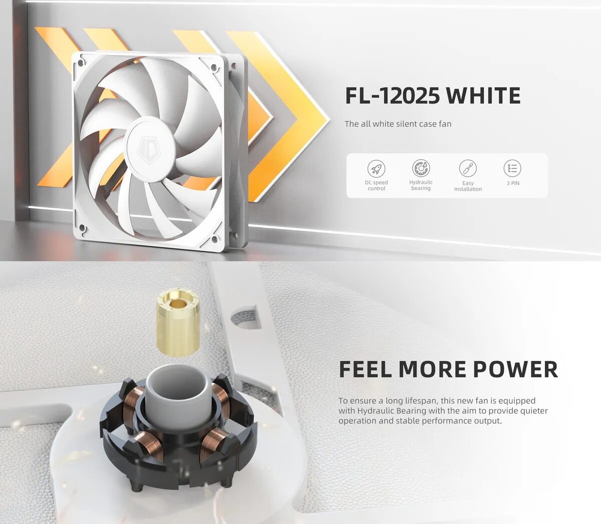 Cooler Gabinete 120mm Id-cooling Fl-12025 Super Silencioso Led Sin Leds - Blanco - Imagen 4