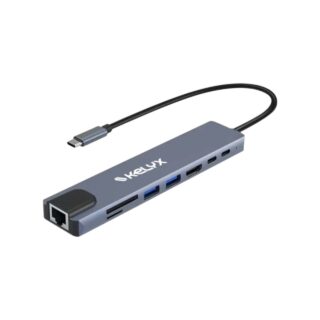 Hub 8en1 Type C HDMI SD USB 2.0 x2 / USB 3.0 x2 RJ45 KELIX