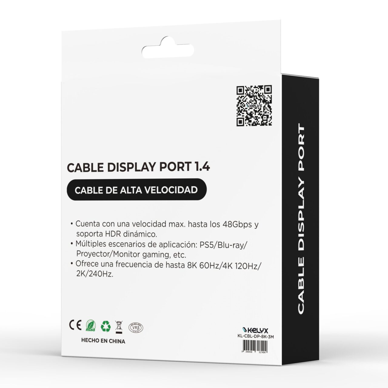 Cable Display Port 1.4 4K a 120Hz / 8K 60Hz 48Gbps 3 mt KELYX - Imagen 2