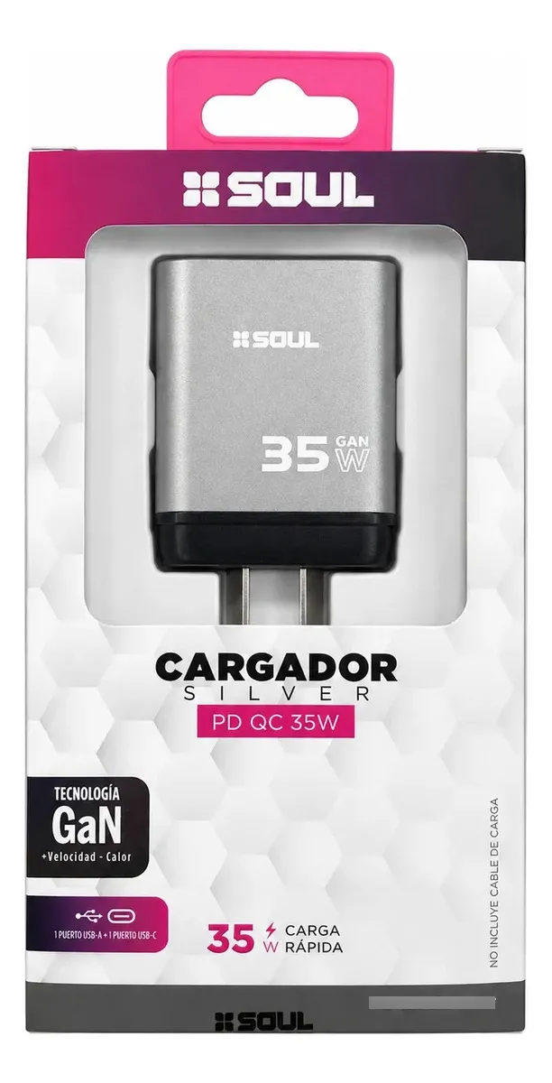 Cargador Soul 35w Silver Pd Usb-c Y Usb-a - Imagen 2