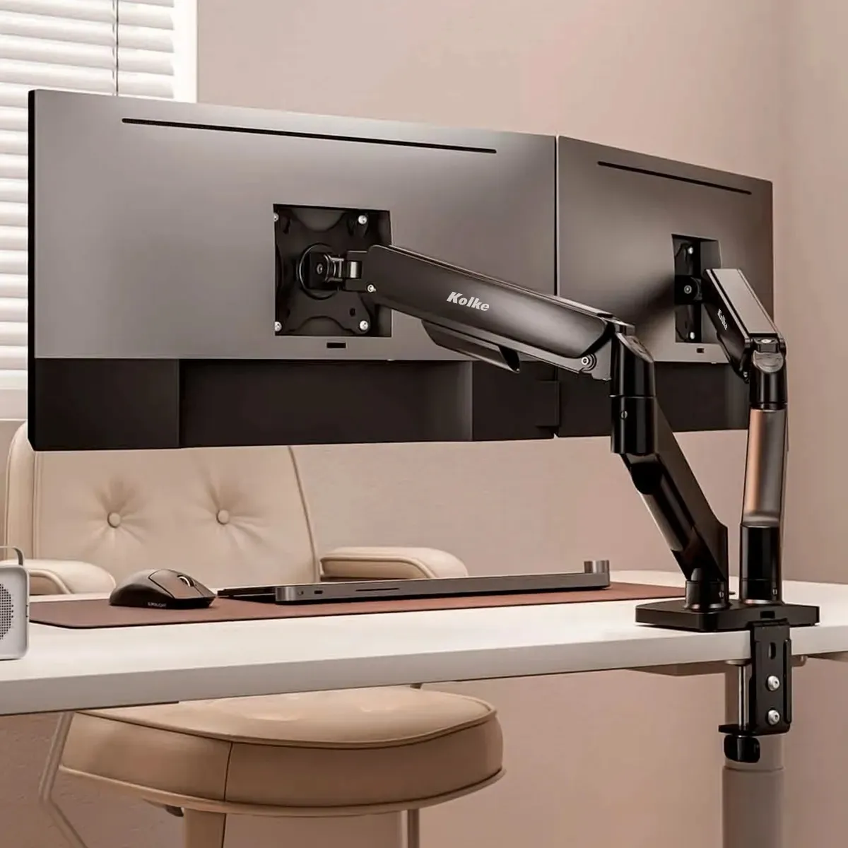Soporte Articulado Kolke Para 2 Monitores Sistema Hidráulico Negro - Imagen 8