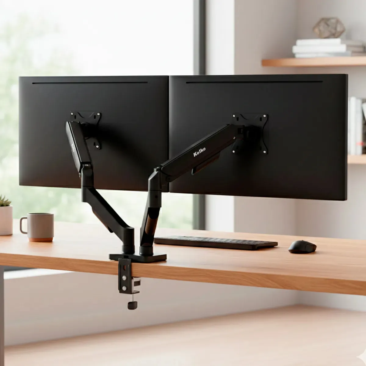 Soporte Articulado Kolke Para 2 Monitores Sistema Hidráulico Negro - Imagen 9