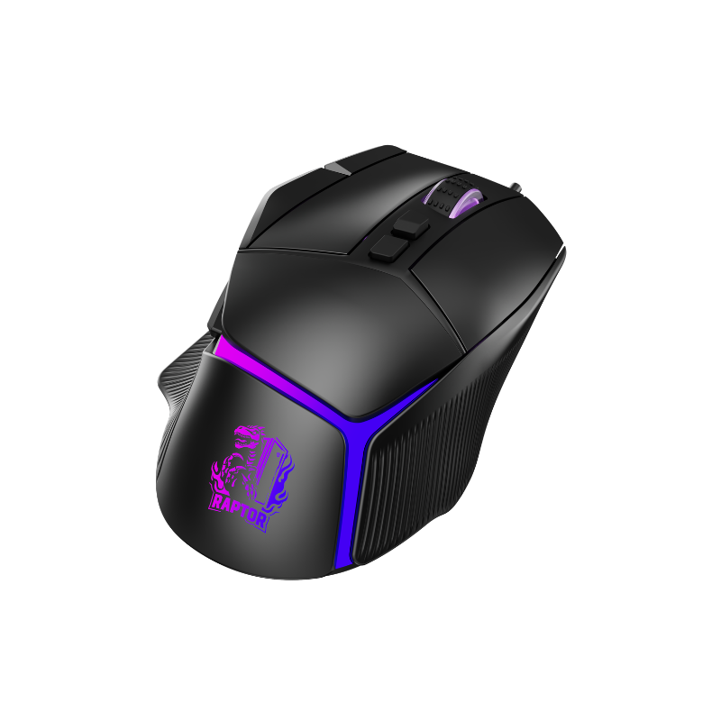 Mouse Gamer Raptor Storm Grip Wireless 9 botones 24000dpi retroiluminado c/soft Black - Imagen 4