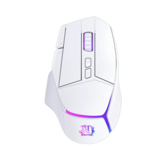 Mouse Gamer Raptor Storm Grip Wireless 9 botones 24000dpi retroiluminado c/soft White